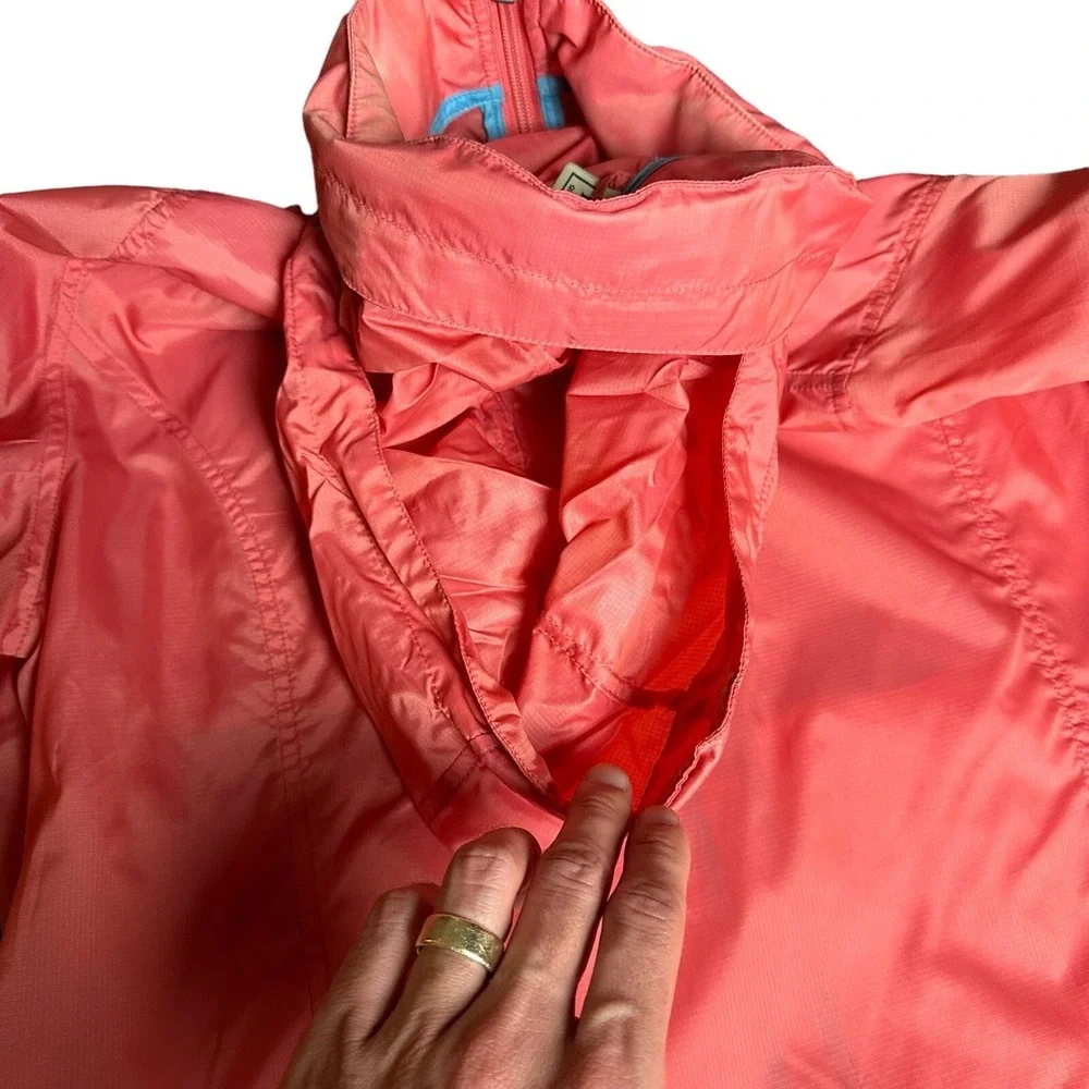 Vtg LL Bean Full‎ Zip Women XL Windbreaker Jacket Salmon Pink Hooded Coat 0BUX3 - Picture 13 of 15